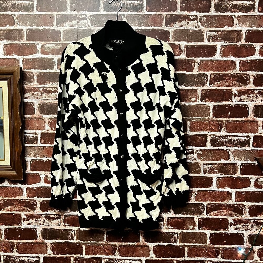 Escada Vintage Houndstooth Cardigan